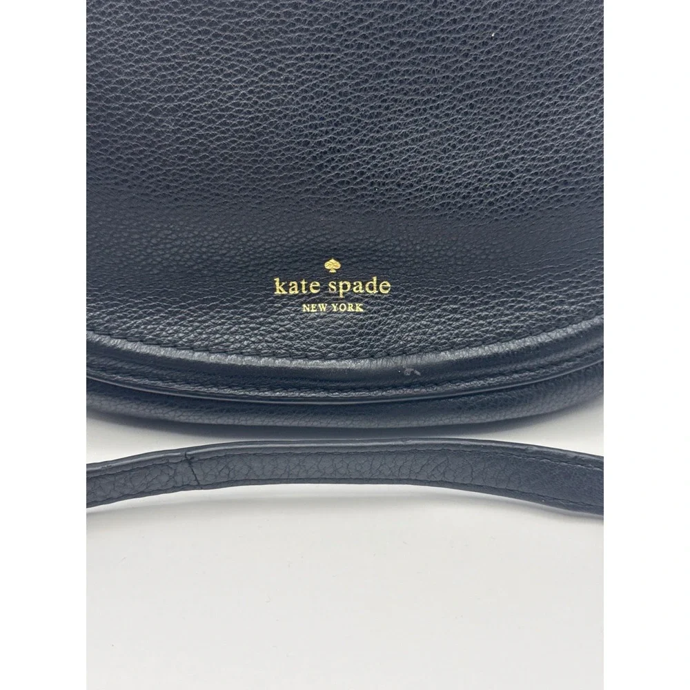 Kate Spade NY Black Leather Saddle Crossbody‎ Bag Adjustable Strap Boho Chic